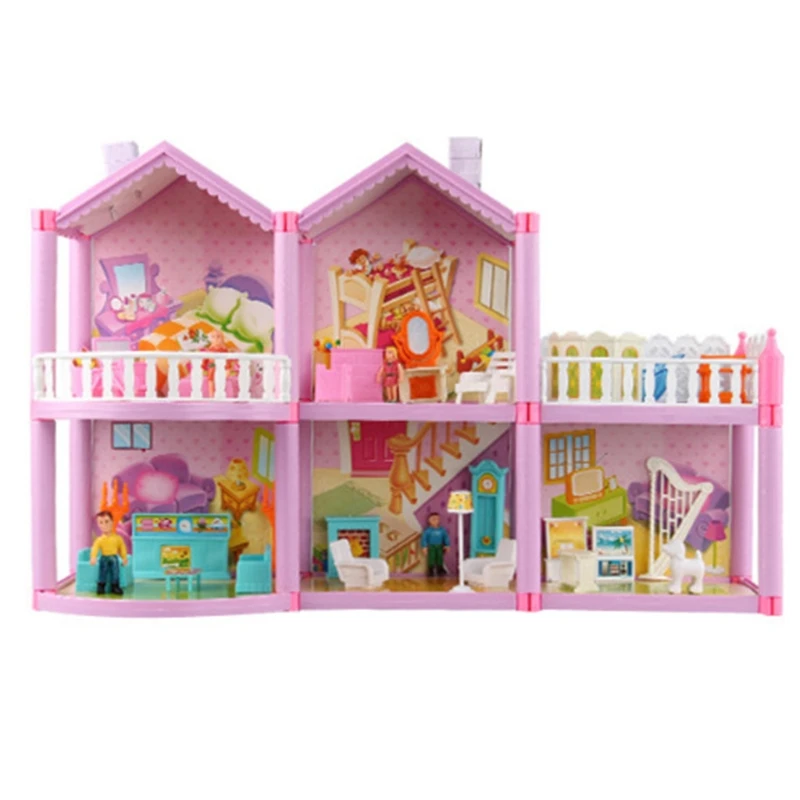 

Kids DIY Family Doll House Accessories Toy With Miniature Furniture Garage Assemble Doll House Toys For Girls Birthday Gift A5YC