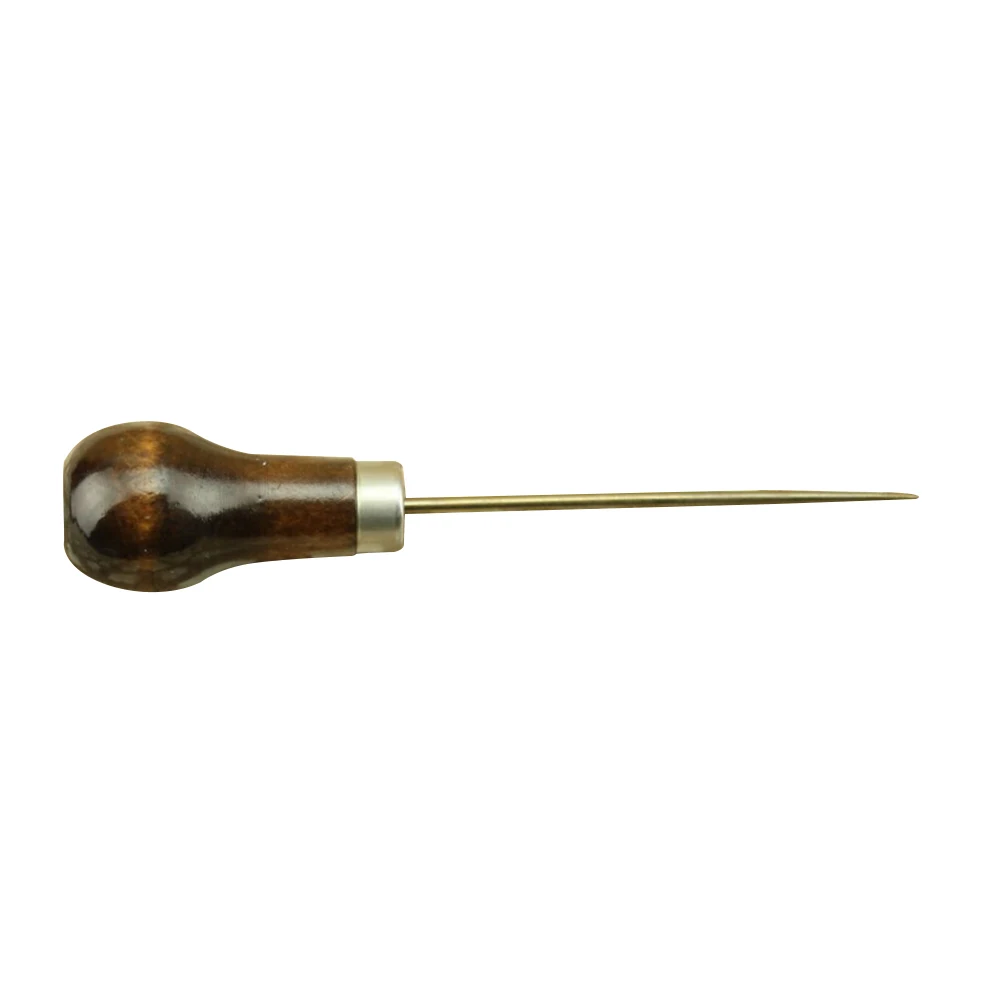 

1Pc New Leather Wood Handle Awl Tools For Leathercraft Stitching Sewing Accessories