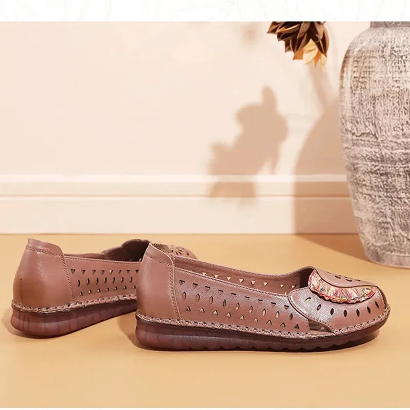 

Oxford loafers ladies handmade high quality flats genuine leather shoes for women nation hollow flats woman shoe