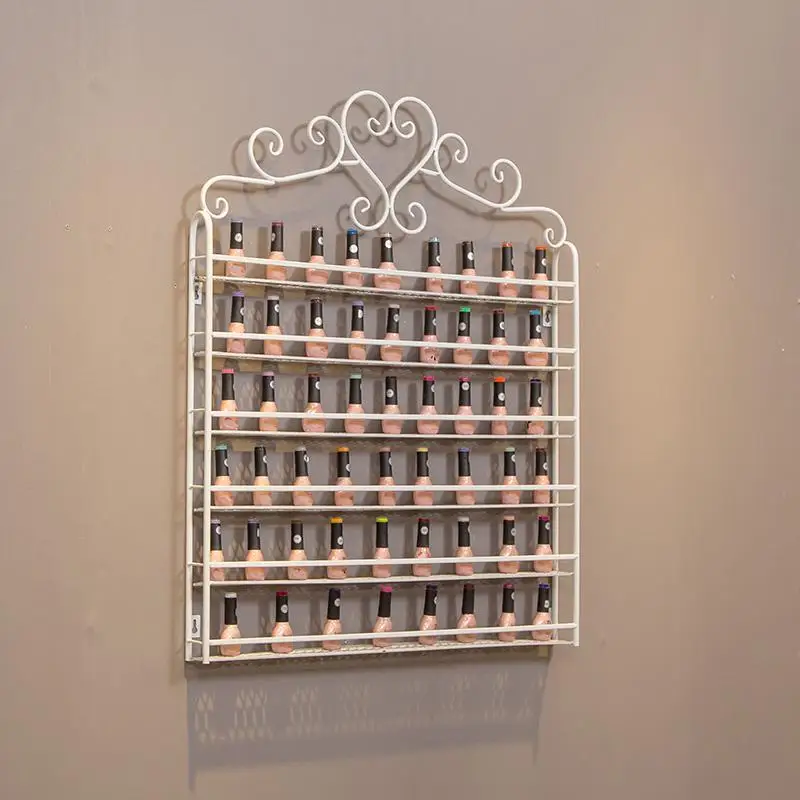 Nail rubber nail polish nail shelf wrought iron cosmetics wall hanging display rack display shelf storage rack - Цвет: White