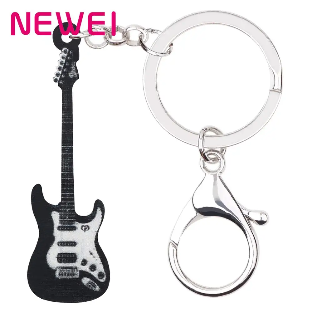Newei акриловый черный гитара ключи цепочки Ключи Кольца Ювелирные изделия сумка