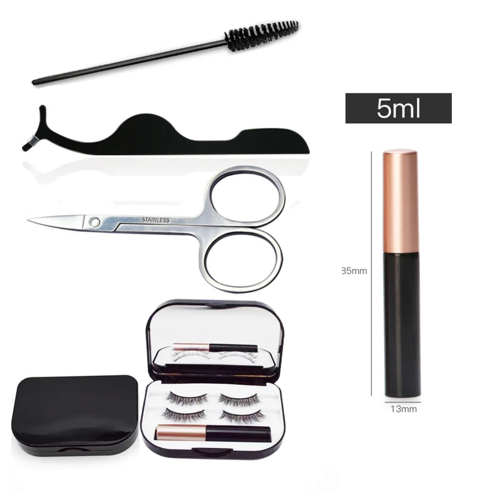 

Magnetic Eyelashes With Eyeliner, 12-Pair Reusable Magnetic Lashes With 2 Tubes Of Magnetic Eyeliner make up set