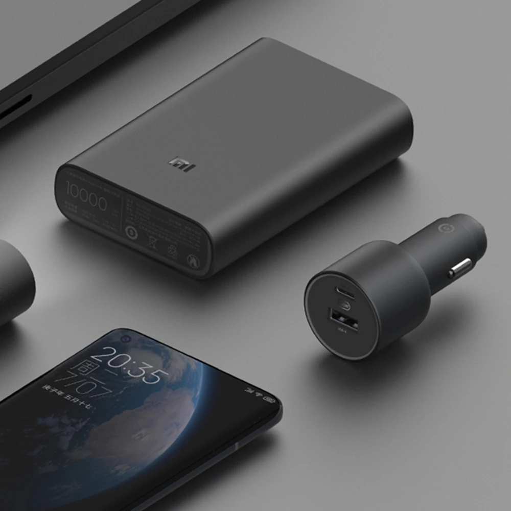 Автомобильное зарядное устройство Xiaomi 100W 5V 3A быстрое с двумя портами USB QC
