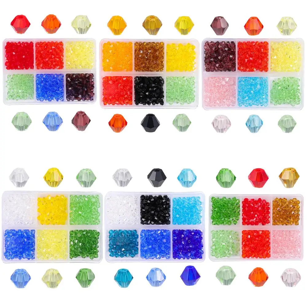 

600pcs 4mm Glass Bicone Beads Faceted Austria Crystal Beads Set Lobster Clasp Beading Cord for DIY Jewelry Making Kit Embroidery