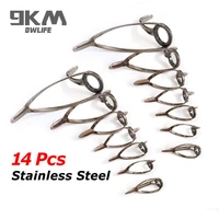 fishing rod guides tip tops 14pcs sea heavy duty stainless steel replacement fishing accessories ceramic eye ring repair 414mm