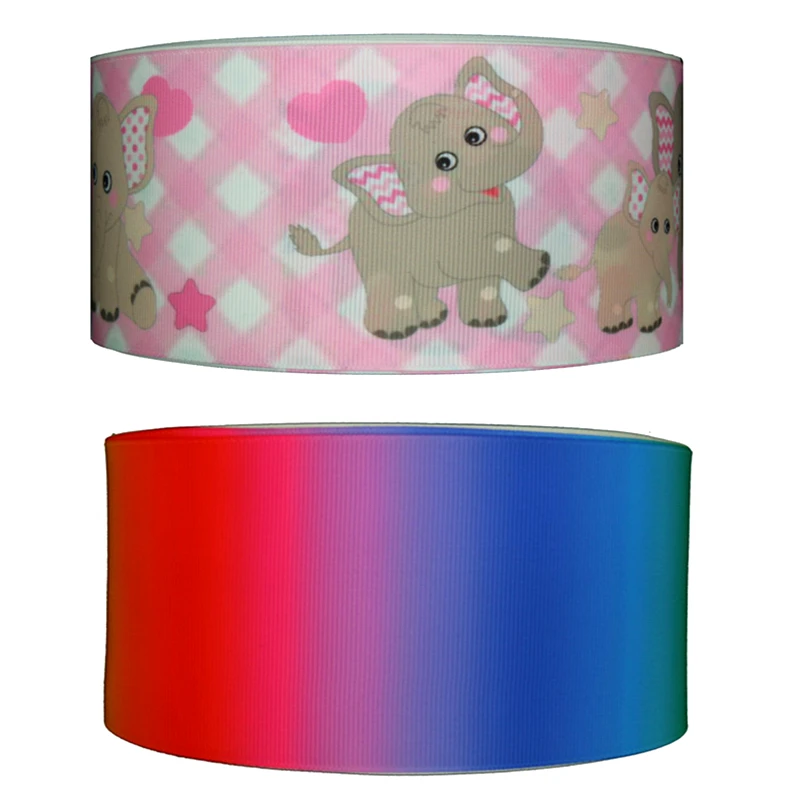 

DHK 3'' 5yards gradient color elephant printed grosgrain Ribbon Accessory hairbow headwear decoration DIY 75mm Wholesale E1608