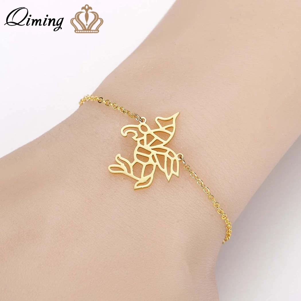QIMING оригами Единорог женские браслеты летающая лошадь милые животные модные на