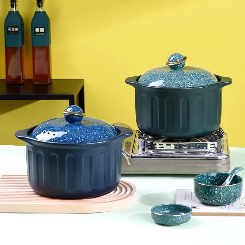 

Ceramic Crock Pot Casserole Stewpot Earthen Pot Soup Pot High Temperature Resistant Cooking Pan Pot Kitchenware for Restaurant