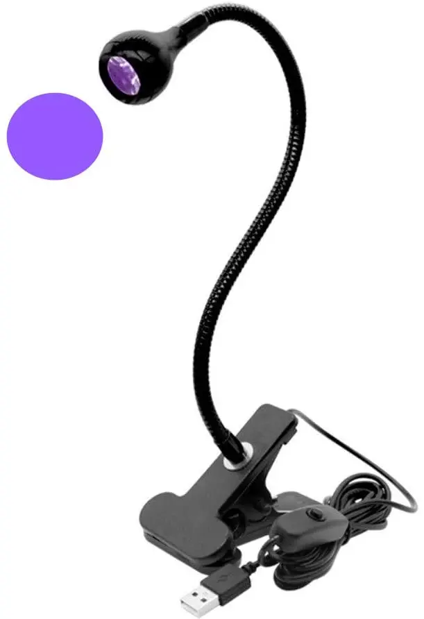 

395nm UV LED Light fixtures with Gooseneck clamp for UV Paint and Ultraviolet Curing Portable Ultra Violet light 5V USB Input
