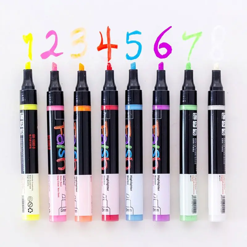 

8pcs/set Fluorescent Liquid Chalk Marker Pens Erasable Highlighters LED Writing