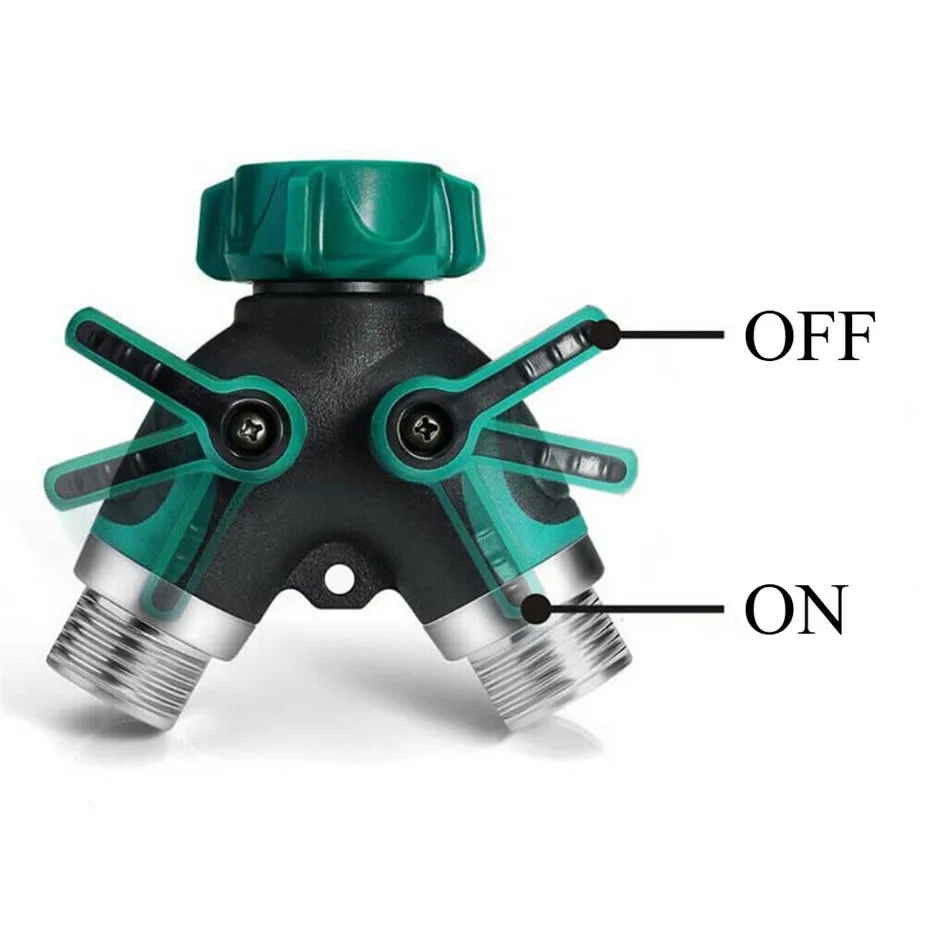

2 Way Y Valve Garden Water Hose Splitter Dual Tap Connector Adaptor On/Off