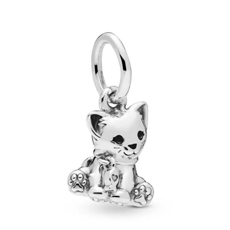 

100% 925 Sterling Silver Charm Fashion Sweetheart Cat Pendant Fit Pandora Women Bracelet & Necklace Diy Jewelry