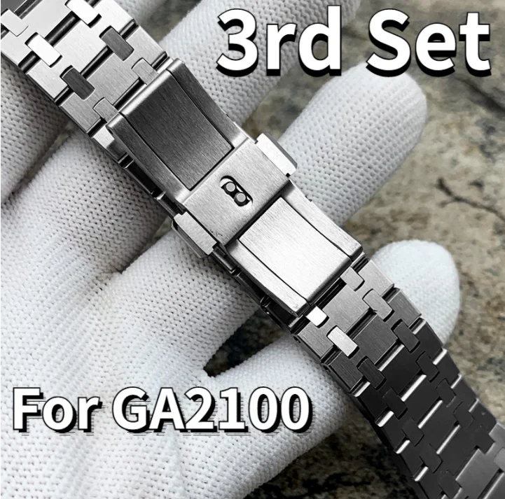 CasiOak 3th Generation GA2100 Metal Watch Strap GA2110 Watchband Bezel for Casio G-Shock GA-2100 316L Stainless Steel Belt