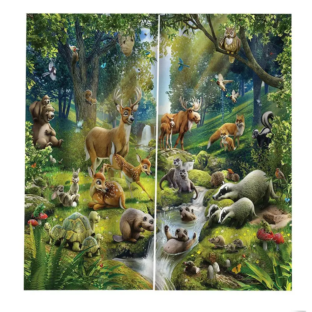 Зеленые лесные шторы с животными для детской комнаты оконные гостиной спальни