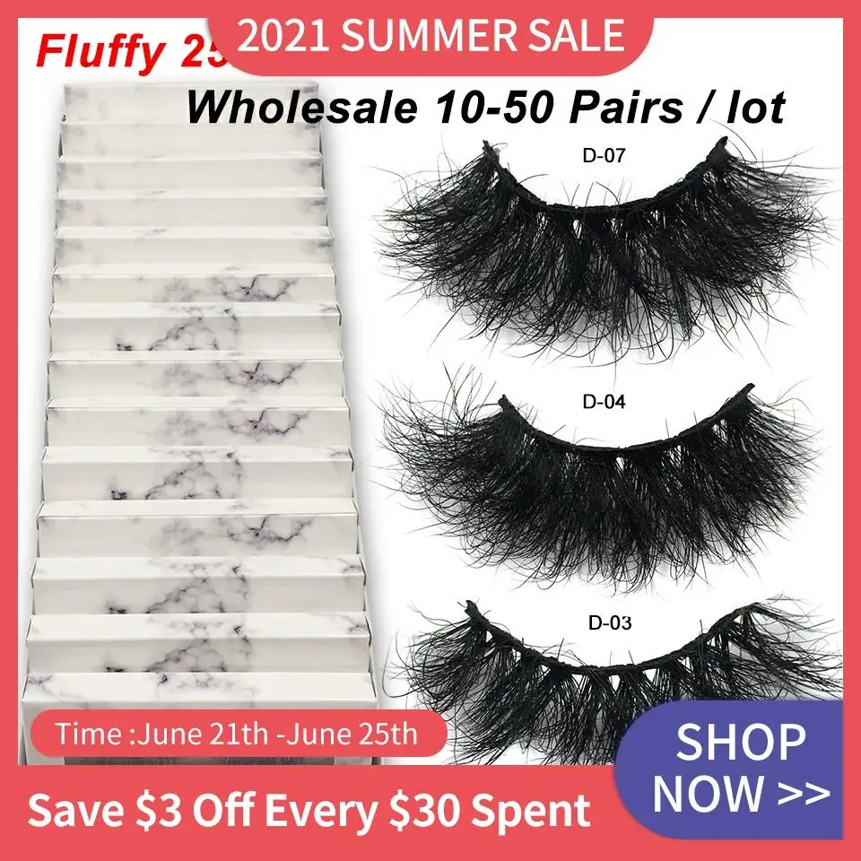 Красная сирена 10 50 пар пушистые 25 мм норковые ресницы оптом с коробкой Толстые