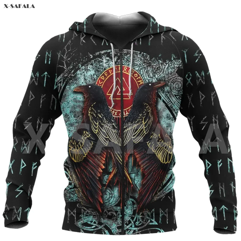 

Viking Navidian Myth Raven Moon Pattern 3D Over Printed Hoodie Man F41 Women Unisex Outwear Zipper Pullover Sweatshirt Casual