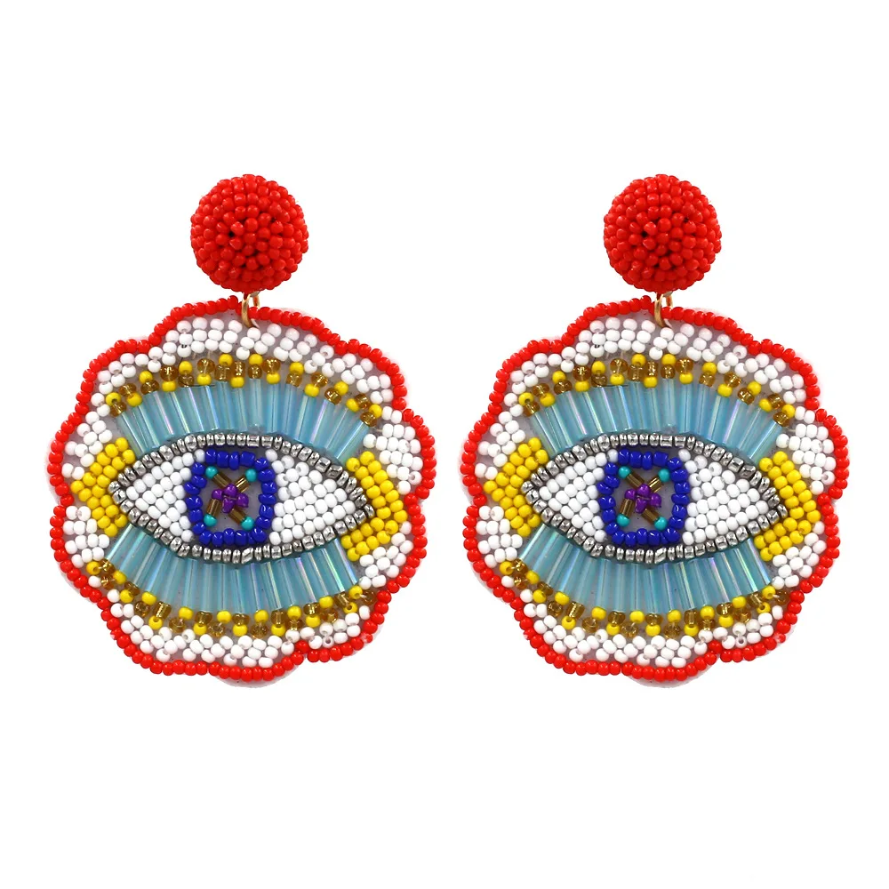 Европа и США работы крупная ручной рисовый бисер серьги в богемном стиле