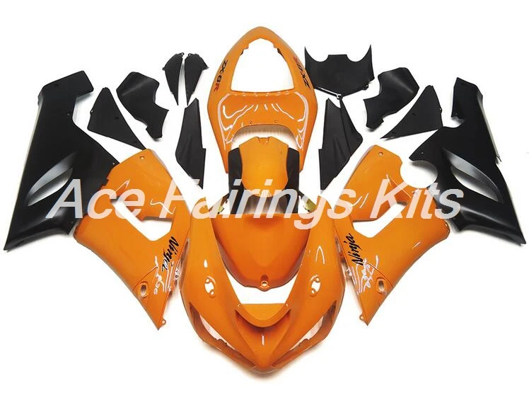 

4Gifts New ABS Full bike fairing kit Fit for Kawasaki ZX6R 2005 2006 ZX-6R 05 06 Ninja 636 fairings bodywork set black orange
