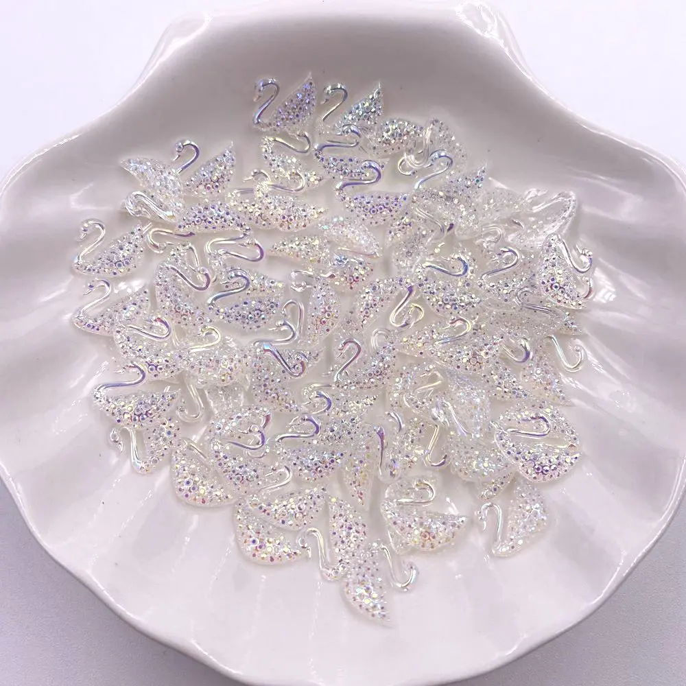 80 шт. AB Смола 8*10 мм Мини Лебедь Драгоценный Камень Стразы фигурки Скрапбукинг DIY