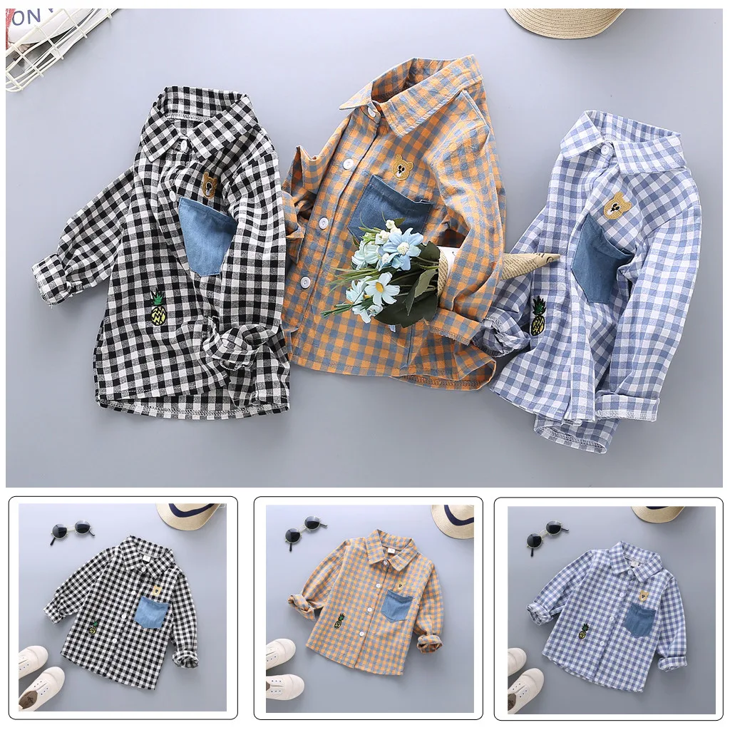 Рубашка для мальчиков блузка детская клетчатая одежда GentlemanTops наряды|Рубашки| |