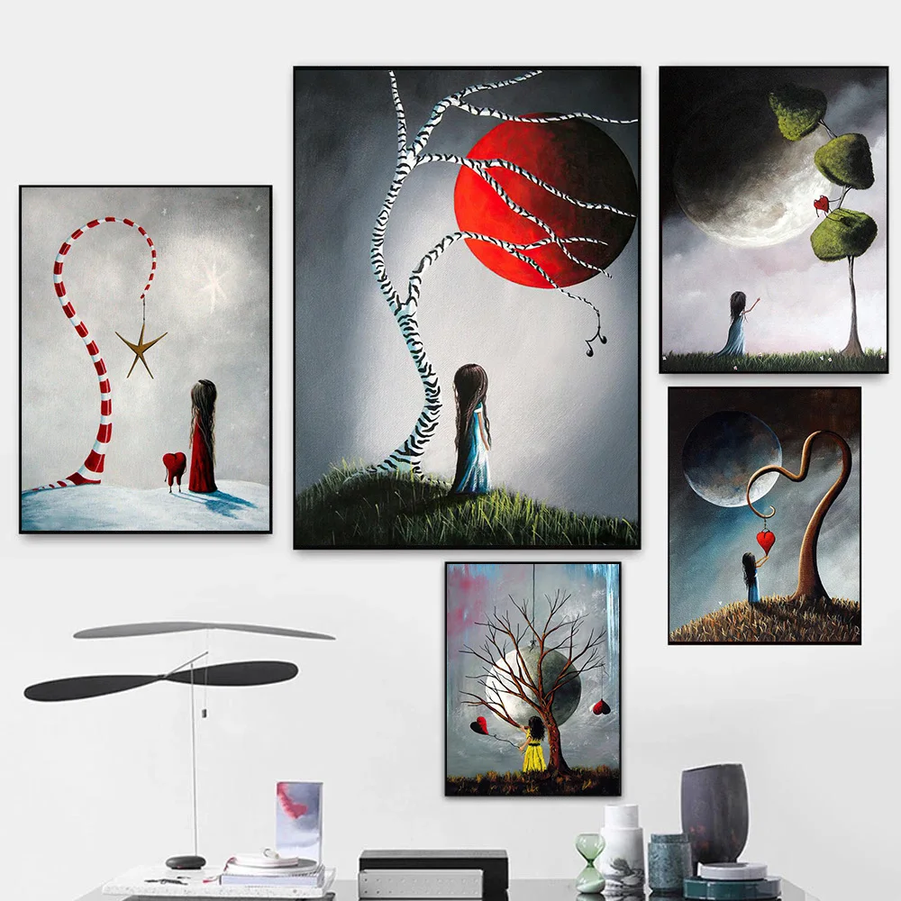 

Abstract Girl Tree Red Earth Canvas Painting Nordic Posters And Prints Wall Erback Art Decor Pictures For Living Room Decoration