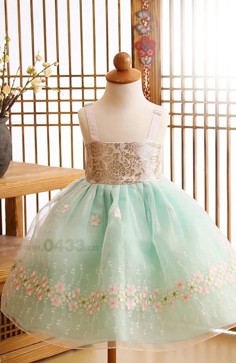 Cute Newly Flower Girl Dresses Wedding Party Dress Korea Traditional Hanbok for Children Tutu Hallowen Unisex Gift |