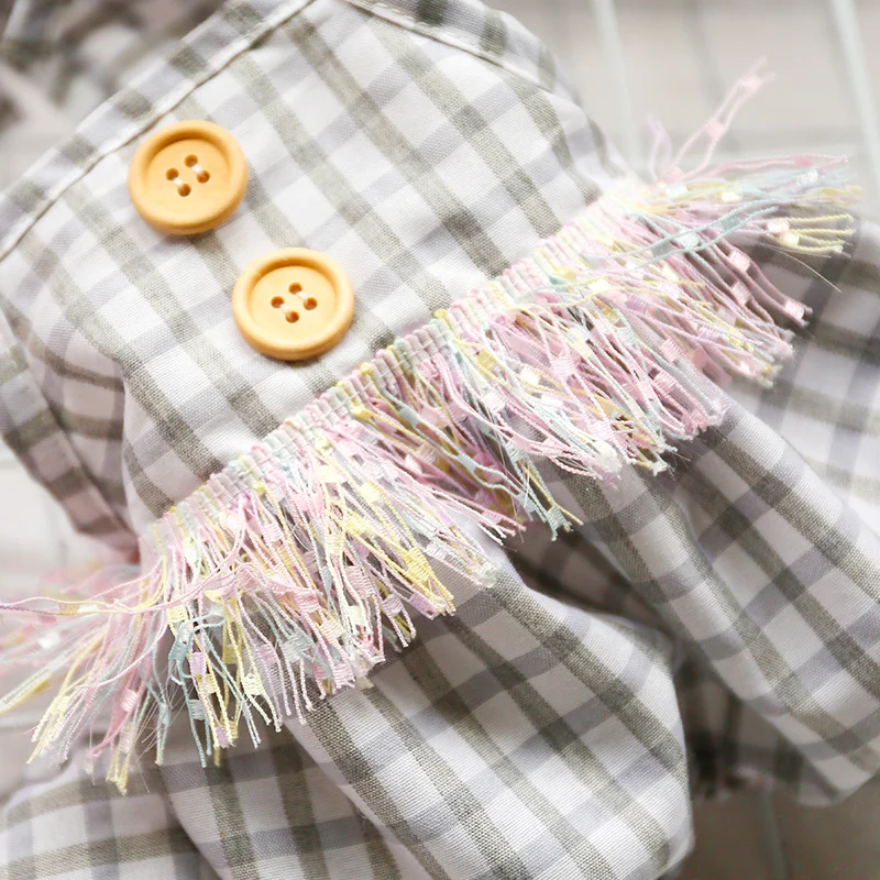 Комбинезон Одежда для собак из хлопка на весну и лето в клетку с ремешками