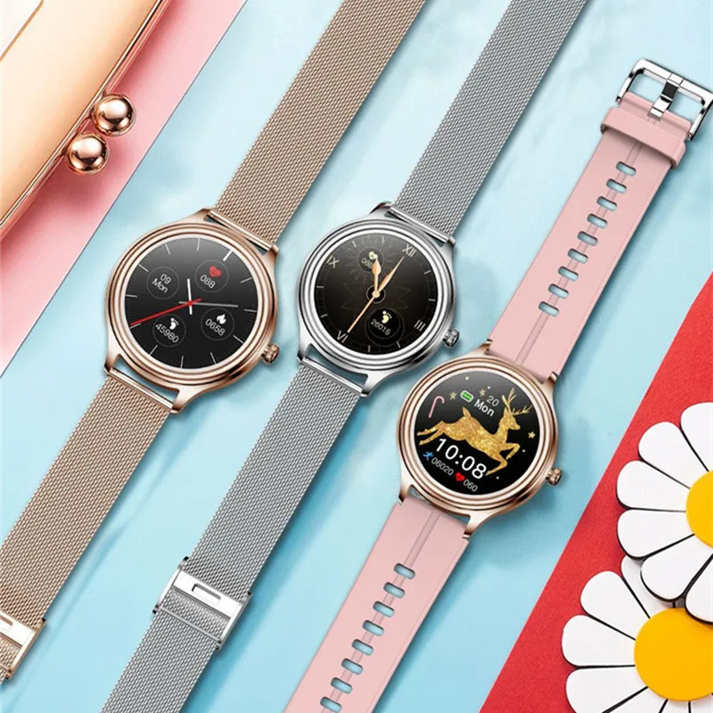 

QXCFIT ZX10 Stainless Steel Bezel Smart Watch Women Business Smartwatch Fitness Bracelet Wristband For Ladies Girlfriend Gift