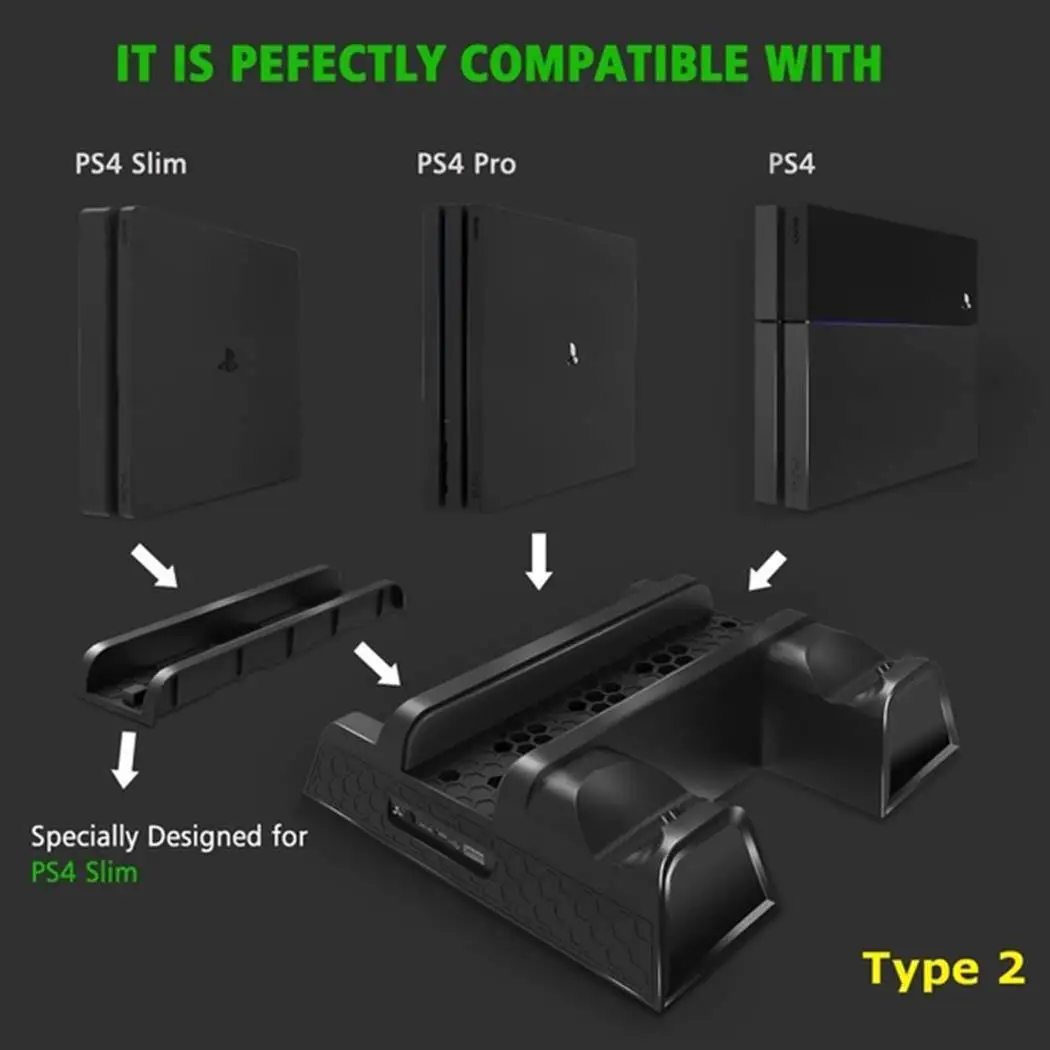 

SOONHUA Game Controller Cooling Base Multi-Functional Heat Dissipation Bases Bracket With Data Cable For PS4/SLIM/PRO