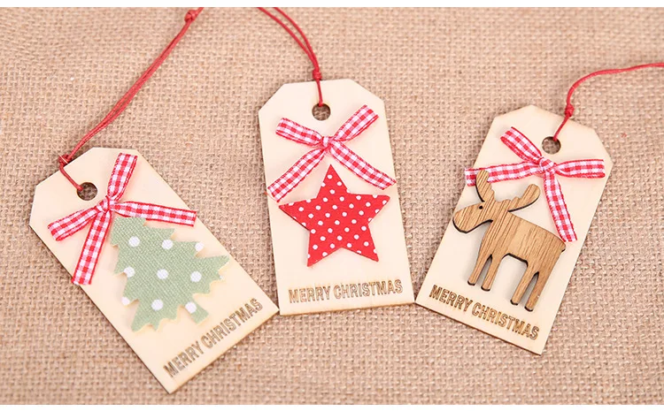 Xmas Tree Ornaments Decor DIY Wood Crafts Merry Christmas Pendant Ornaments Gifts Christmas Decorations for Home