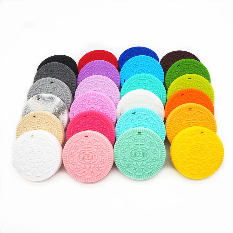 Chenkai-Colgante de silicona sin BPA para chupete, mordedor para galletas de beb&eacute;, joyer&iacute;a para mascar, juguete para regalo, 50 Uds.-0