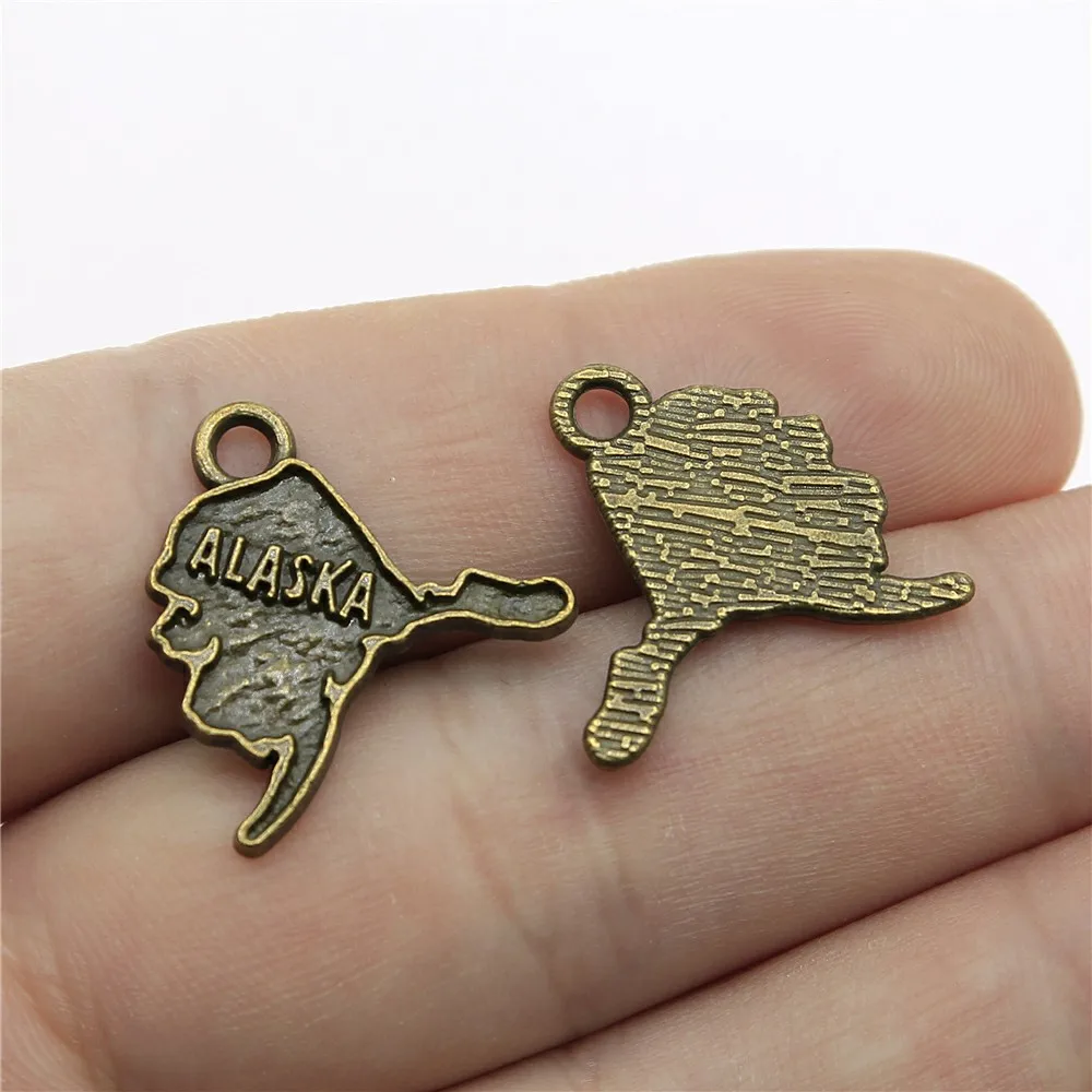 

WYSIWYG 10pcs 22x20mm Pendant Alaska Alaska Charm Pendants For Jewelry Making Antique Silver Color Alaska Shape Pendants