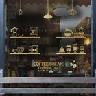 Милый дизайн Кофейни виниловая наклейка на стену зерна молоко чай наклейка обои с настенной росписью для Кафе Декор разбить хлеб кофе стекло наклейки rb244