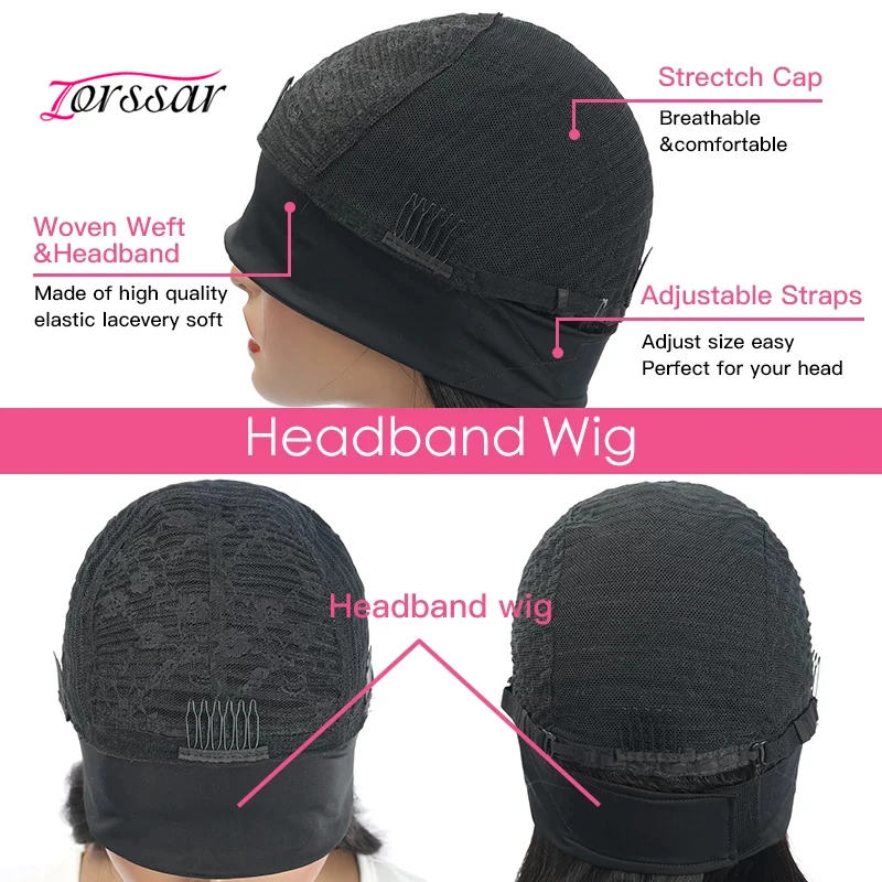 

Straight Headband Human Hair Wigs For Black Women 180% Density Brazilian Remy Hair Scarf Glueless Wig Full Machine Made Mig