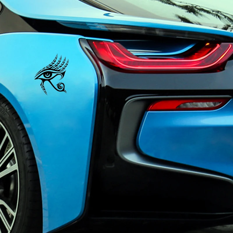 

Personality Interesting Egypt Eye Symbol Feather Decor Car Rearview Mirror Fuel Tank Cap Sticker Vinyl Black/Silver PVC15x14cm