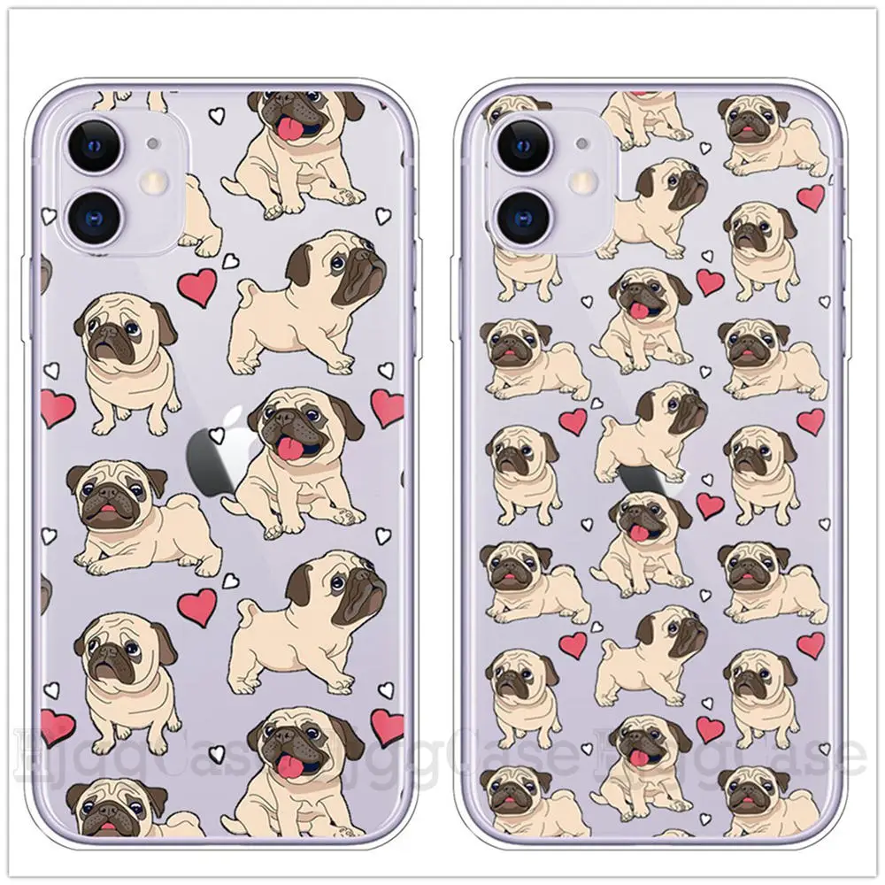 Мягкий силиконовый чехол для iPhone 6 с милым мультяшным животным собакой Мопсом