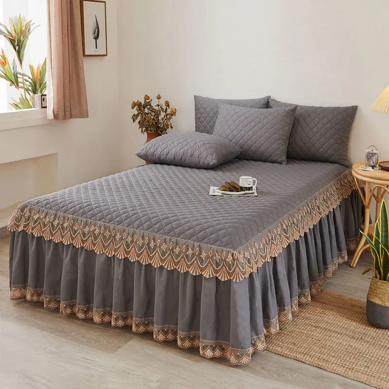 Кружевные покрывала 3 шт. комплект из матраса с нескользящей юбкой