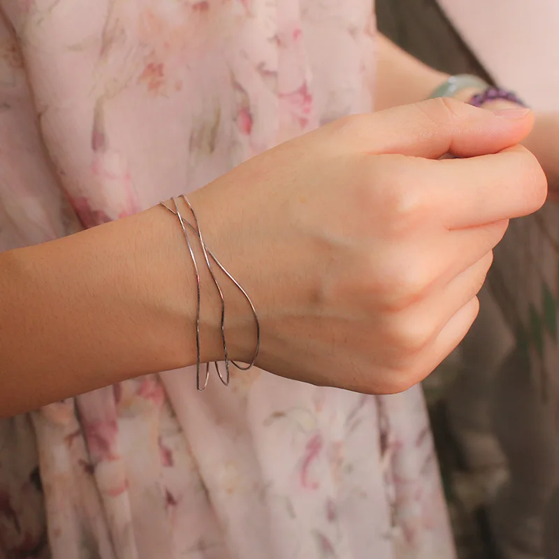 Женский браслет цепочка Trustdavis простой многослойный из настоящего серебра 925