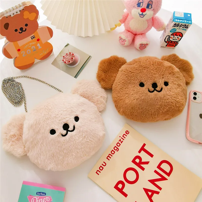 

Milkjoy Kawaii Bear Crossbody Bag Bentoy Plush Winter Cute Shoulder Bag Keychain INS Style Pouch For Women