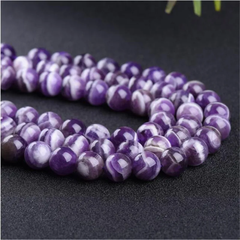 

Round Dream Lace Color Amethysts Beads Natural Stone Beads DIY Loose Beads For Jewelry Making Beads Strand 15 Inches Wholesale