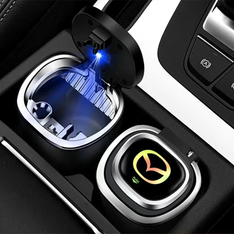 

For Mazda Atenza Axela CX-5 Led Light Car Ashtray Universal Cigar Ashtray With Cover Cigarette Cylinder Holder Car Accessories