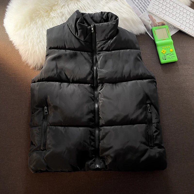 

S-5XL Plus Size Mens Outdoor Quilted Padded Vests Casual Sports Travel Puffer Vest Coats Pockets Plain Color Zipper Front Cloth