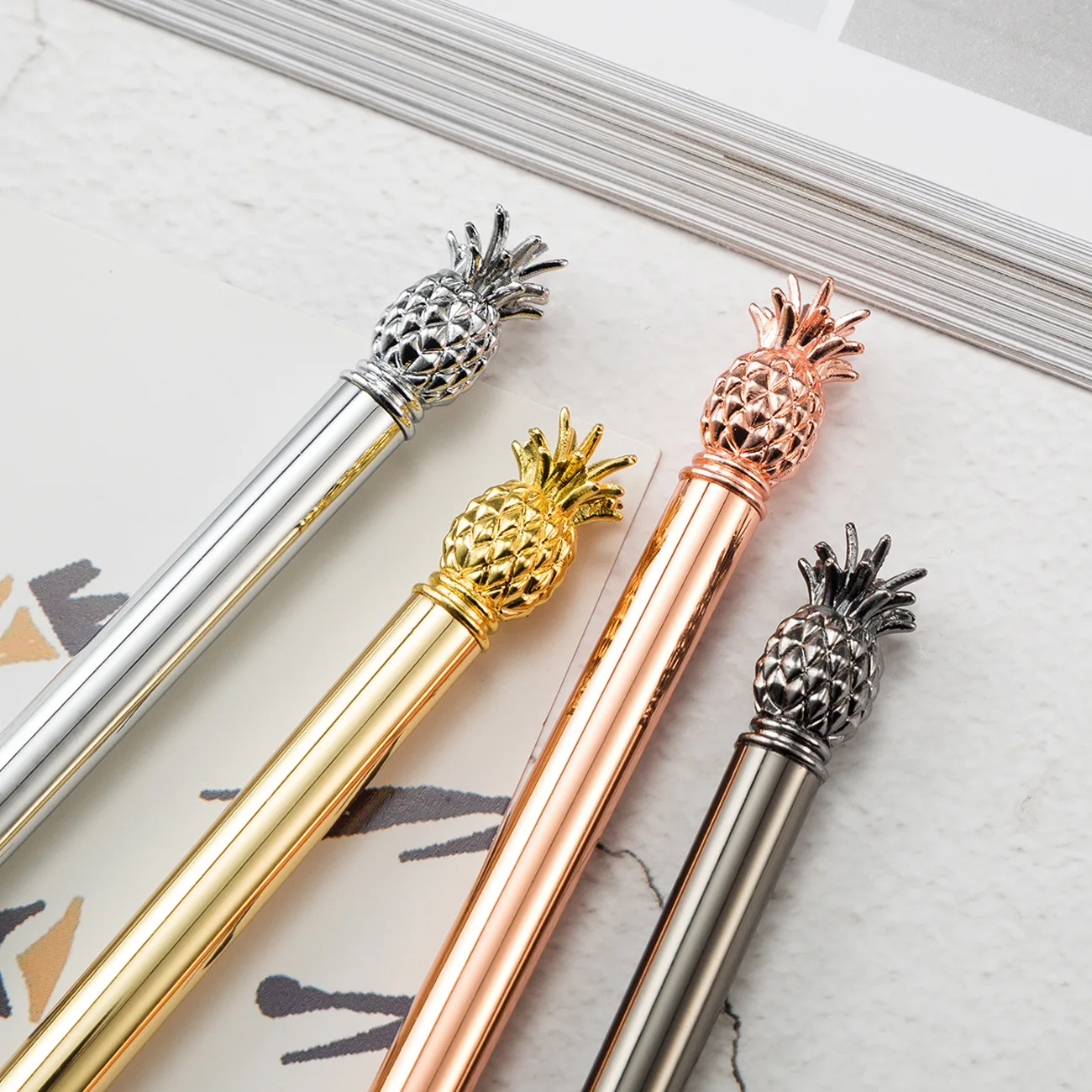 Креативная шариковая ручка с ананасом металлическая школьные и офисные