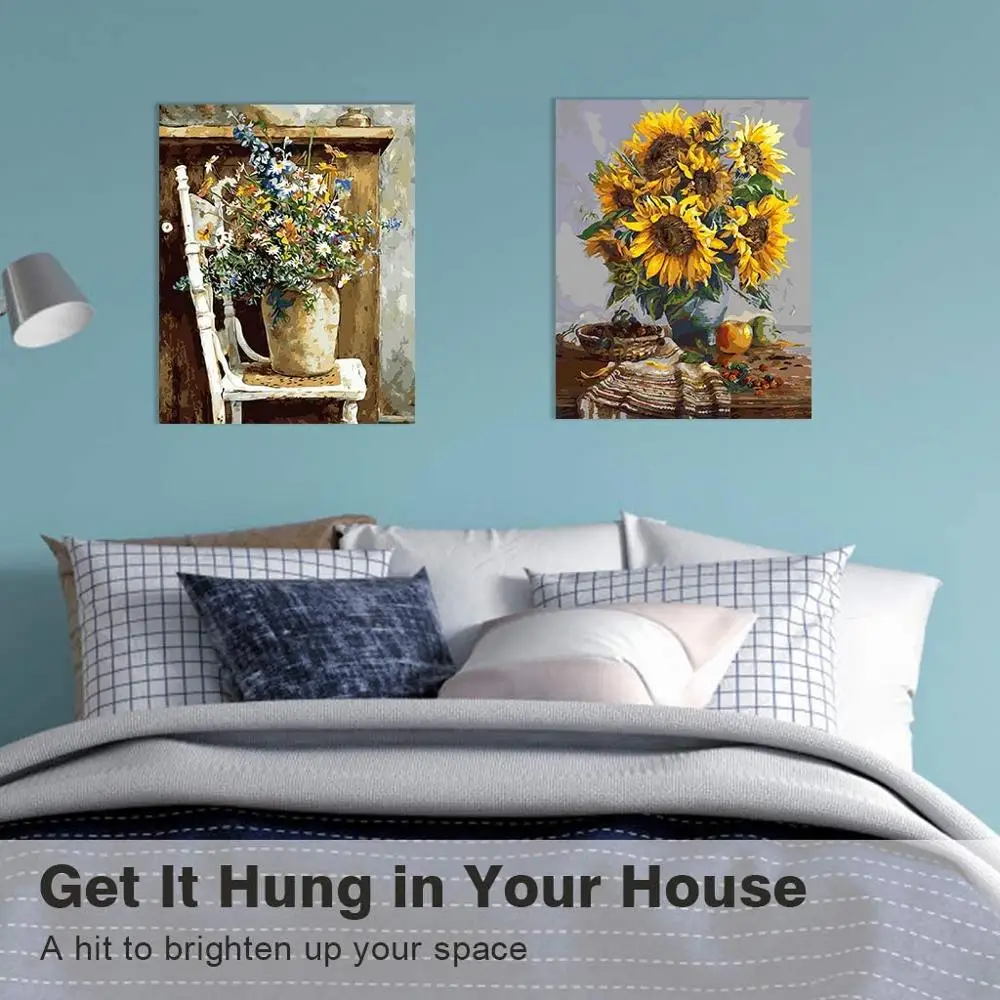 7 Розовый и красный цвет цветок стиль живопись маслом по номерам Наборы акрил