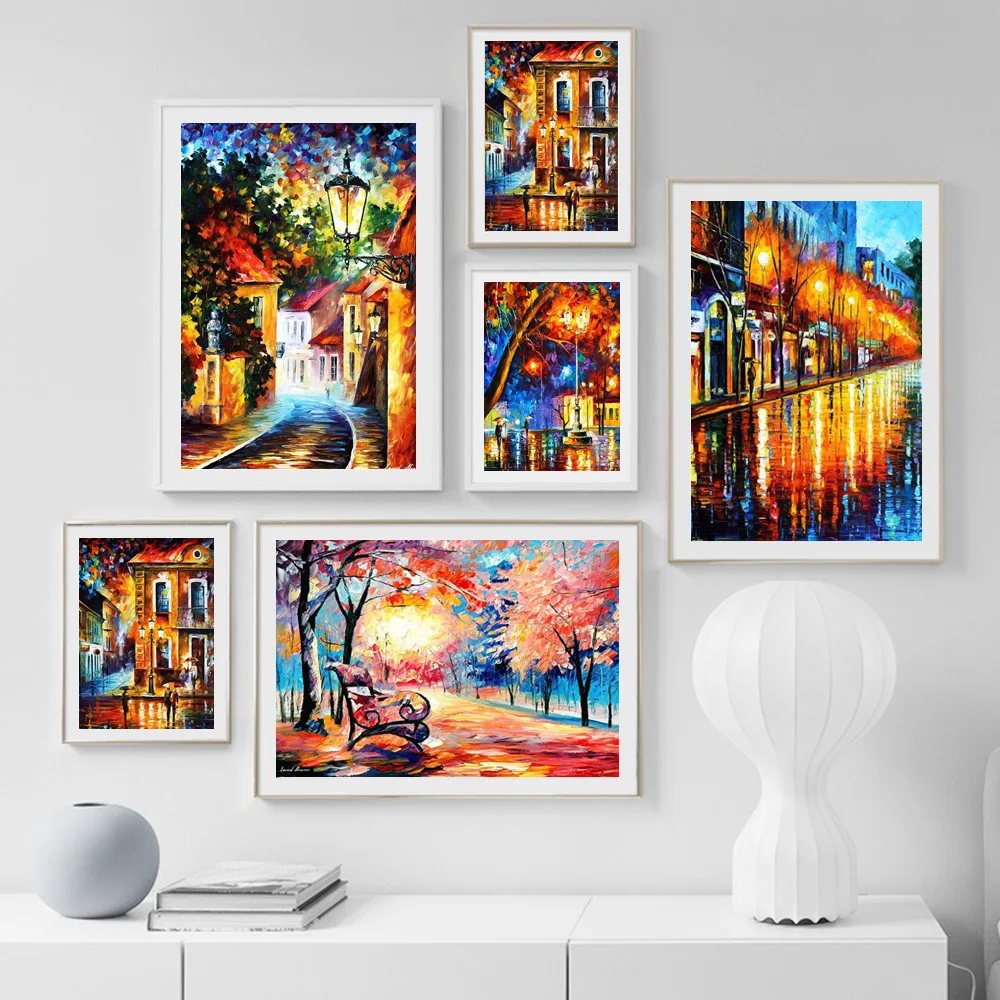 

Nordic graffiti art landscape canvas painting City Park Abstract poster office living room bedroom home decoration mural