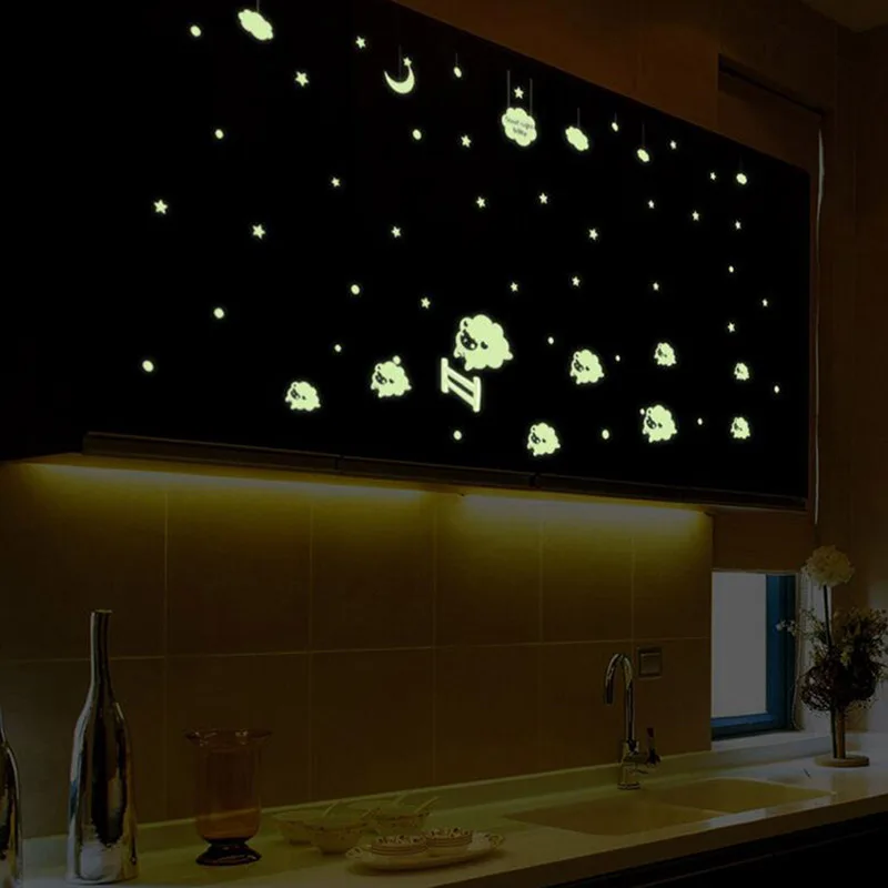 

Small Sheep Fluorescent Stickers Glow Dark Luminous Paste Ceiling Decoration Fluorescence Children Bedroom Adornment Wall Posts