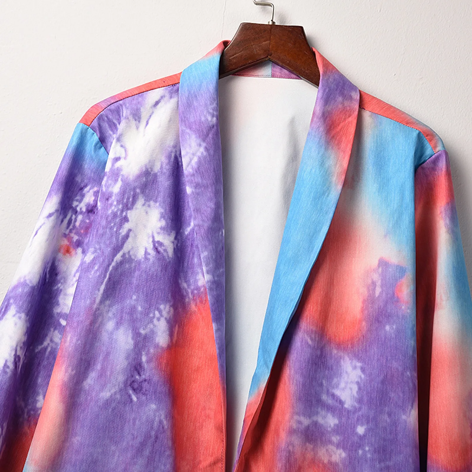 

False Pocket Leisure Suit Coat Women Autumn Tie-dye Coat Women Autumn Winter New Pure Color Long Sleeve Pocket Outwear Coat