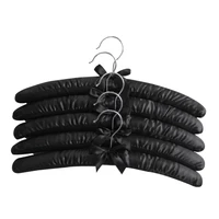 15 inch large satin padded hangerssilk hangers for wedding dress clothescoatssuitsblouse black5 pack