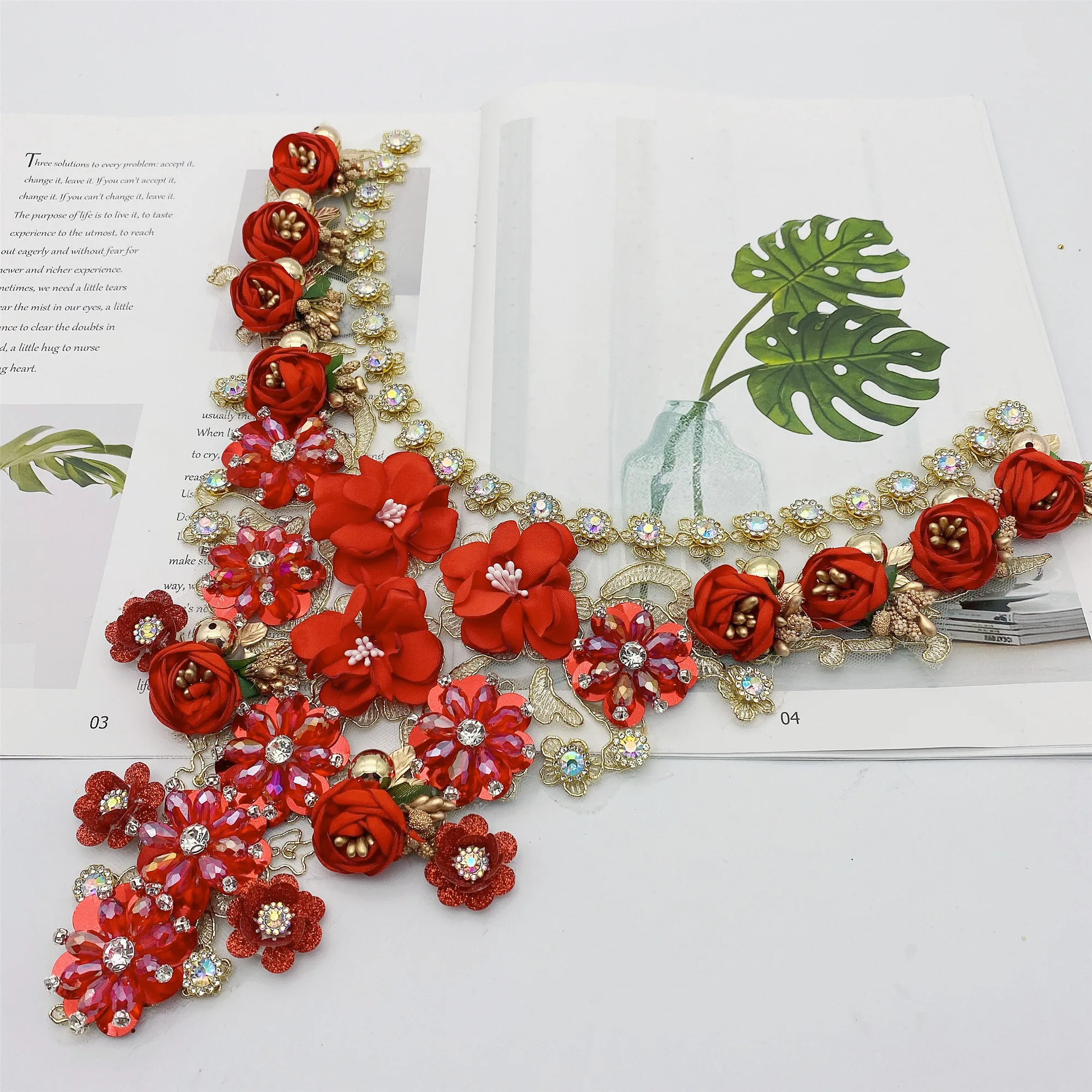 1 шт. воротник с вышивкой в виде цветов