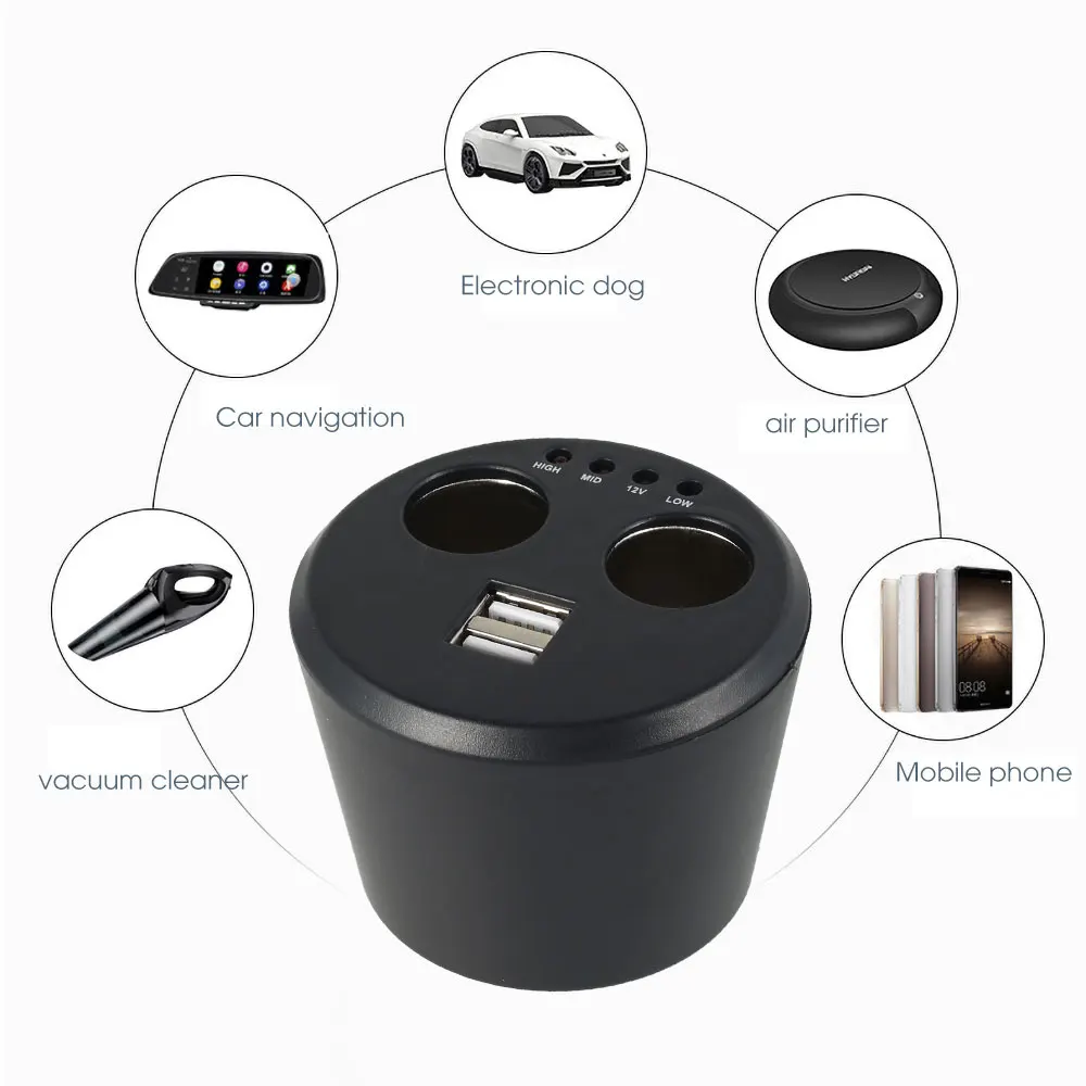 Разветвитель Прикуривателя с 2 розетками адаптер питания автомобильное зарядное